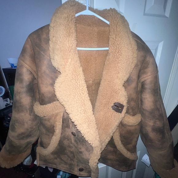 SANDRO Brown Shearling Jacket - Picture 2 of 6